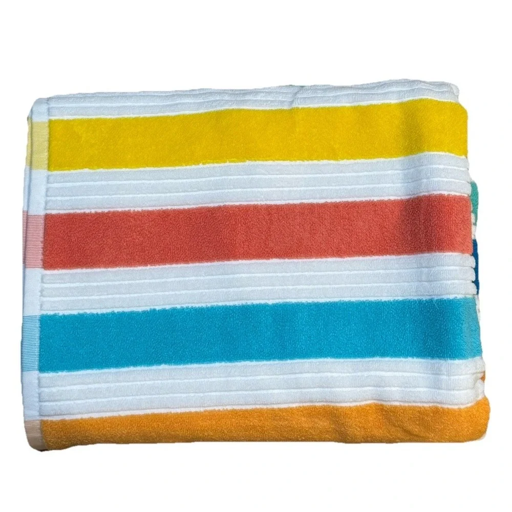 Rachel Zoe Pink Multi Striped Oversized Beach Towel 40x70 Multi Spring Summer